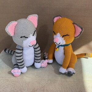 New handmade Crochet Cat Plush Toys in Gray and Tan